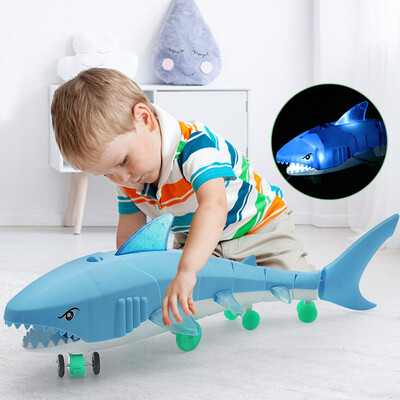 

Siaonvr LED Light Music Electric Toy For Boys Kids Gift Leash Shark Glow Toy Baby Toy