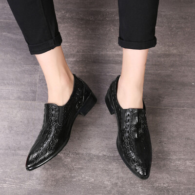

British style crocodile pattern mens pointed casual shoes men