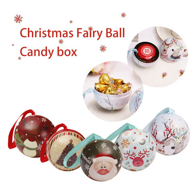 

〖Follure〗Tinplate Round Ball Boxes Galaxy Reindeer Santa Tree Hanging Decorations Party
