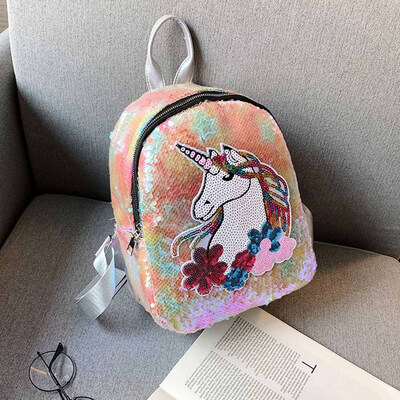 

New Cute Unicorn Backpack Teen-Girls School Bag Glitter Bling Sequins Shoulder Bag 94X47X12In