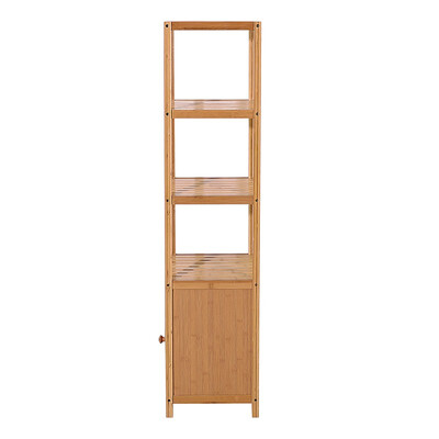 

4 Tiers Bamboo Floor Cabinet Storage Tower Multifunctional Shelving Unit Natural