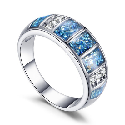 

New Opal Rings Fine Jewelry Rings For Women Blue Opal Silver Filled Wedding Party Engagement Ring