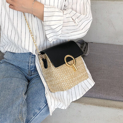 

French small bag of foreign gas bucket bag high-grade straw chain bag handbags new 2019 wild Messenger bag