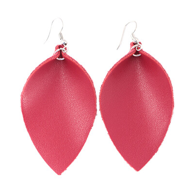 

Women Girls Retro Party Jewelry Faux Leather Leaf Drop Pendant Hook Earrings