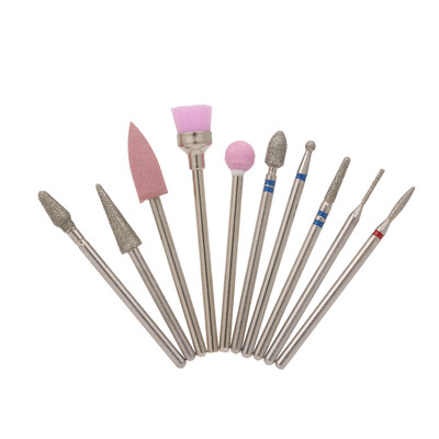

10pcs Nail Drill Bits Cuticle Cleaner Dust Drill Brush Rotary Polishing File Grinding Heads Manicure Pedicure Tools
