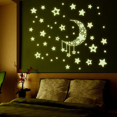 

Glowing Star Wall Stickers Light Fluorescent Sticker 3D Wall Stickers Bedroom Roof Meteor Moon Wall Decorations Christmas