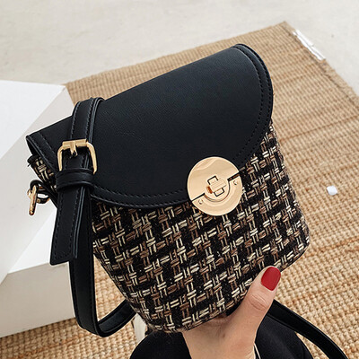 

Plaid bucket bag women 2019 new summer fashion personality shoulder bag Joker mini messenger bag tide