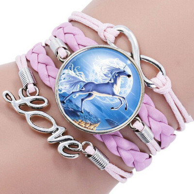 

Cute Unicorn Bracelet Handmade Rainbow Unicorn Sparkly Charm Bracelet Infinity Love Charm Bangles Best Gift for Girls&Womens