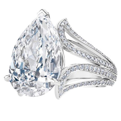 

Design Big BLue Pear Individual Zircon Stone Rings for Women Popular