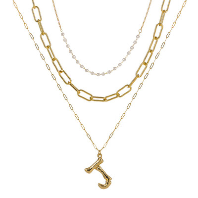 

Tiny Pearl A-Z Fashion Personalized Letter Alphabet Pendant Necklace Gold Color Chain Initial Bib Charms For Women Jewelry