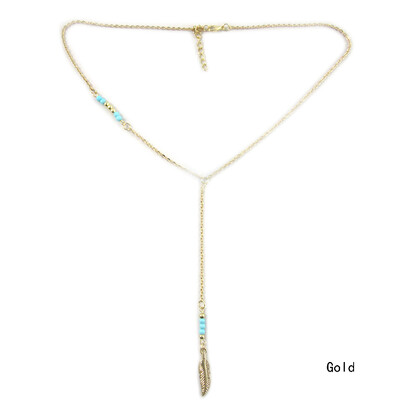 

Charm Chic Chic Vintage Boho Ethnic StyleJewelry Hollow Feather Pendant Lady Chain Necklace