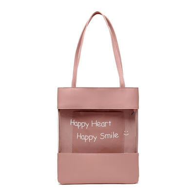 

Letter Print Clear Shoulder Handbags Women PVC Shopping Tote Top-handle Bag