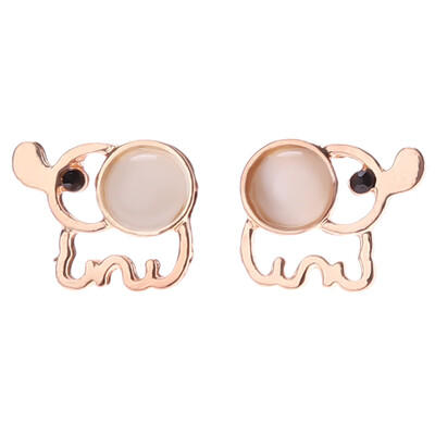 

1Pair Lovely Cute Baby Elephant Opal Stud Earrings Women Statement Earrings for Party