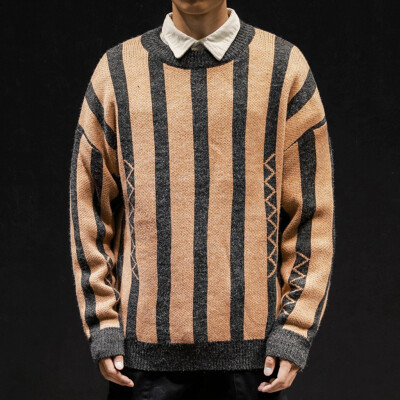 

Toponeto New style For Men Autumn And Winter Fashion Stripe Pullover Long Sleeve Blouse