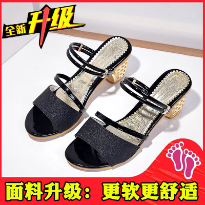 

Sandals women summer wear 2019 new fairy wind with fashion Korean version of two high-heeled women wearing sandals&slippers sh