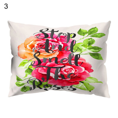 

Flower Letter Print Pillow Case Sofa Waist Throw Cushion Cover Office Home Decor