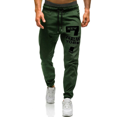 

Tailored Men Sweatpants Slacks Casual Elastic Joggings Sport Print Baggy Pockets Trousers