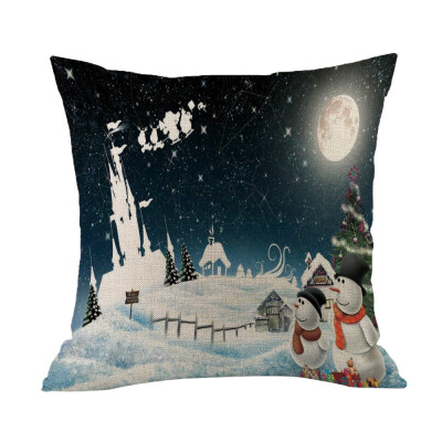 

Tailored Happy Christmas Pillow Cases Linen Sofa Cushion Cover Home Decor Pillow Core