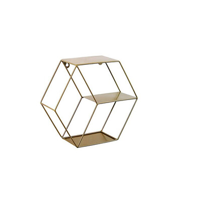 

Toponeto Hexagonal Geometric Storage Frame Iron Grids Wall Shelf Storage Hanging Decor