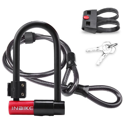 

Bike Lock with 115cm38ft Steel Cable Mounting Bracket Heavy Duty Bicycle U Lock Secure Lock