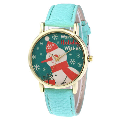 

Snow Christmas Gift Unisex Watches 2018 Hot Design PU Leather Analog Quartz Watch 6Colors Wristwatch Mens Watches Women Clock