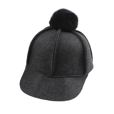 

New Winter Unisex Wool Solid Cap Bobbles Casual Man Woman Baseball Flat Hat
