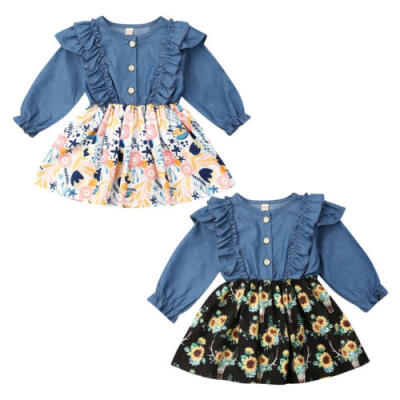 

UK STOCK Toddler Kid Baby Girl Clothes Ruffle Dress Princess Floral Dresses 0-4Y