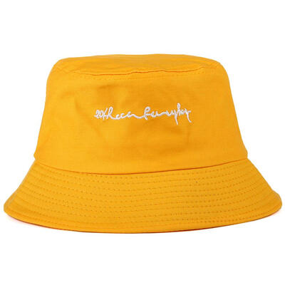 

Letter Embroidery Unisex Bucket Summer Fisherman Cap Outdoor Panama Sun Hat
