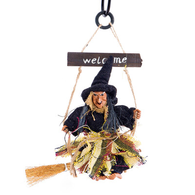 

Horrible Halloween Hanging Ghost Animated Witch Props Laughing Sound Led Flash Light Control Halloween Decor Hanging Pendant Toy