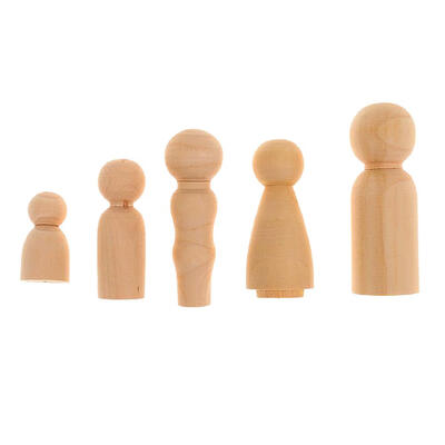 

5pcsSet Wooden Family Peg Dolls DIY Wedding Cake Decor Kids Painted Toy