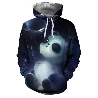 

Fashion Casual Men\s 3D Panda Bubble Print Patch Pocket Hoodie Sweater