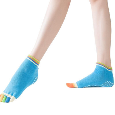 

Anti-Sweat Five Fingers Backless Cotton Silicone Yoga Socks Elastic 5 Toes Breathable Sport Sock Ballet Gym Fitness Fine Quality