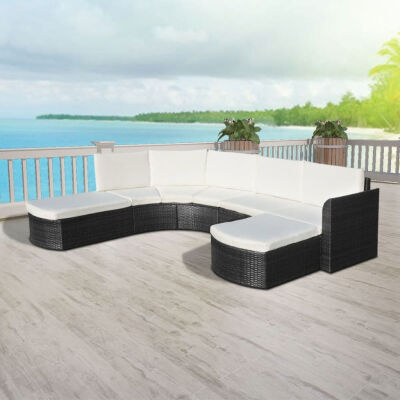 

4 Piece Garden Lounge Set with Cushions Poly Rattan Black