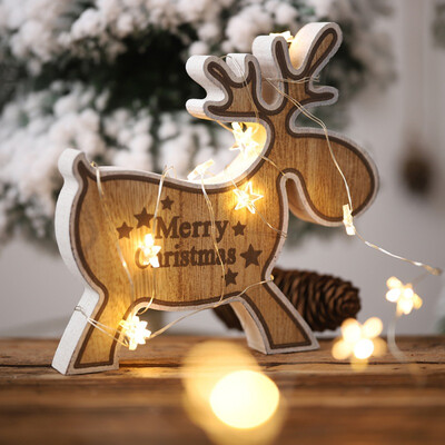 

Christmas Pendants Wooden Ornaments Elk Desktop Decoration Holiday Figurines Ornaments Kids Gift Home Party Decor