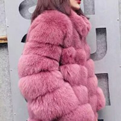

Roseonmyhand Women Fashion Luxury Faux Fur Coat Stand Autumn Winter Warm Overcoat