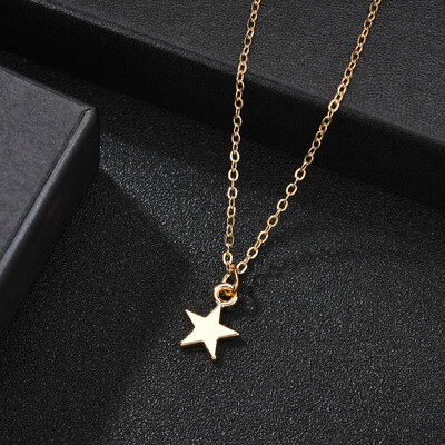 

Vintage Gold Heart Round Star Pendant Necklace For Women Korean Eye Best Friend Necklace For Women Fashion Bohemian Jewelry