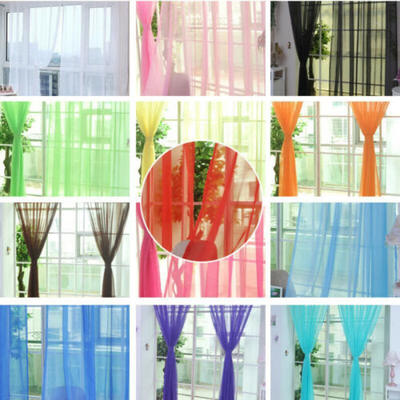 

Sheer Voile Window CurtainsDrapePanelScarf Assorted Solid Color Curtain NEW