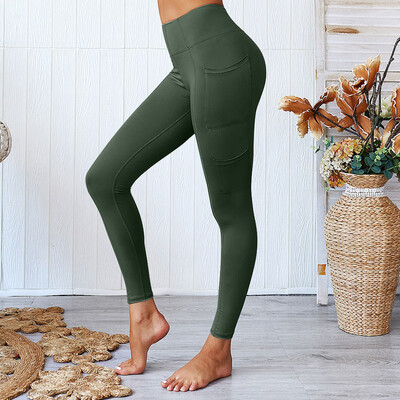 

Tailored Womens Plain Color Stitching Pocket Hip Tightness Exercise Running Yoga Pants