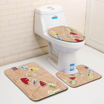

〖Follure〗3PCS Valentines Day Pattern Non Slip Toilet Seat Cover Rug Bathroom Set Decor