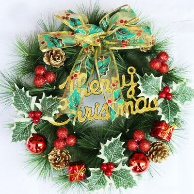

〖Follure〗Christmas Wreath Christmas Garland Artificial Xmas Pine Wreath Christmas Decorat