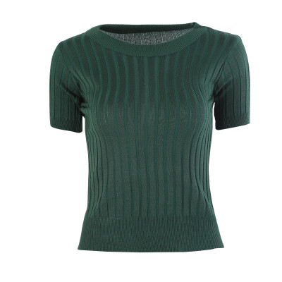 

T-shirt Tops Knitted Slim Pullover Women Sweater Half Sleeve Thin Tight Fit Semi-high Collar Clothing Free Size 5 colors