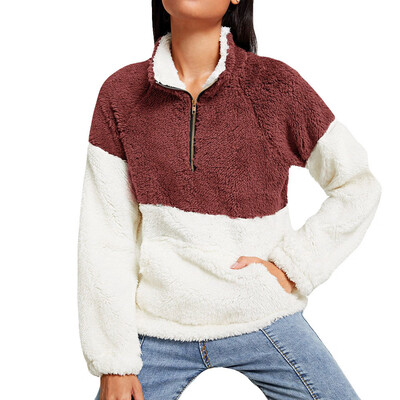 

Nomeni Womens Plush Autumn Winter Tops Oversize Fluffy Fleece Sweatshirt Outwear