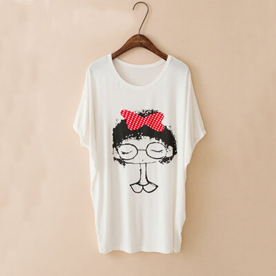 

High Quality 10 Kinds Of 2 Color Modal Casual Letters Animal Print Round Neck Bat Shirt Female T-shirt Blouse 3
