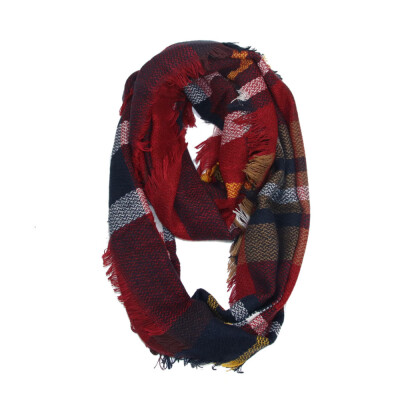 

Gobestart Winter Warm Plaid Ring Neck Warmer Wrap Collar Scarf