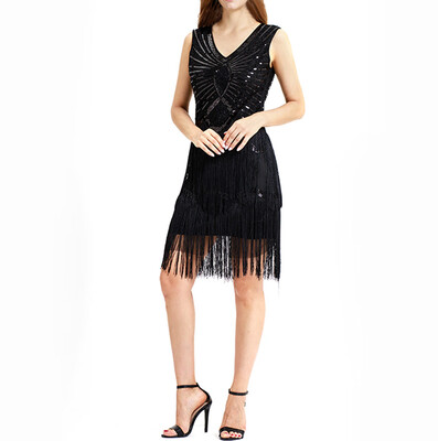 

〖Follure〗Women Vintage 1920s Bead Fringe Sequin Lace Party Flapper Cocktail Prom Dress