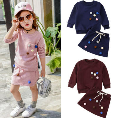 

Pretty Girls Outfits Long Sleeve Sweatshirt T-shirtSkirts Dress Set Spring Warm