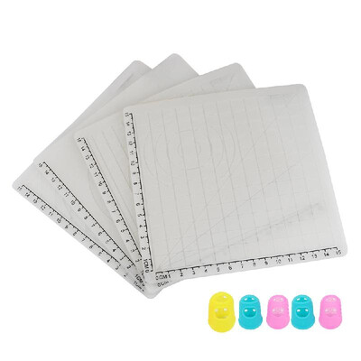 

3D Printing Pen Design Mat Soft Silicone Copy Templates with Basic Shapes Extra Two Silicone Finger Caps Great 3D Pen Drawing Tool