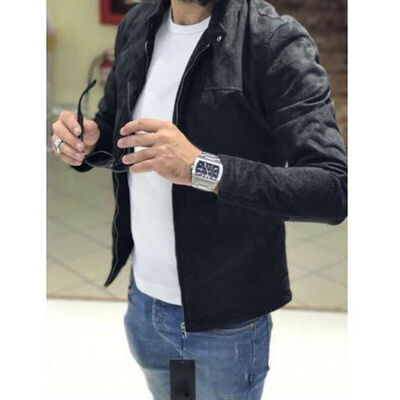 

SUNSIOM Mens Bomber Jacket Premium Suede Biker Coat Resistant Padded Zip Up Flight Tops