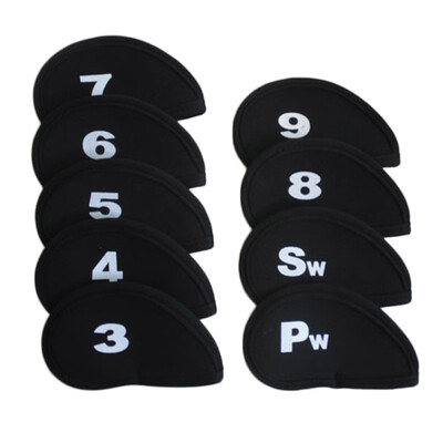 

9 PCS Diving Fabric Head Cover Golf Iron Club Putter Headcover Set Black