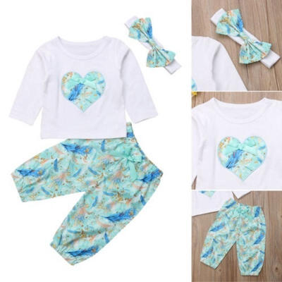 

Newborn Kids Baby Girls Tops Long Sleeve Pants Outfits Set Casual Clothes 0-3T